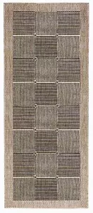 Lisboa Dot Border Black Brown Indoor/Outdoor Non-Slip Rug Runner - 67x230cm - Picture 1 of 1