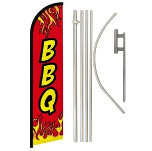Red BBQ Windless Banner Swooper Werbung Fahnenmast Kit Konzessionen Essen - Bild 1 von 8