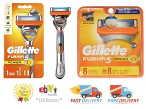9 hojas de afeitar Gillette Fusion 5 Power 8 cartuchos de recargas mango de afeitadora 4 - Imagen 1 de 3