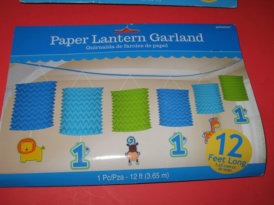 Guirnalda de linterna de papel para fiesta de cumpleaños de 1 año Amscan - 12 pies de largo - Nueva  Foto 1 de 1