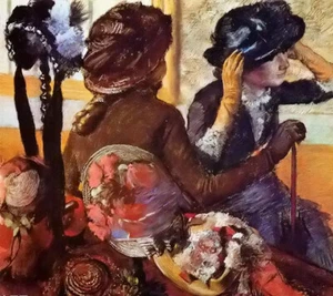 Oil painting Edgar Degas - at the milliners women portrait with hat hand painted - Picture 1 of 1