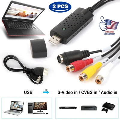 2PCS USB 2.0 Audio TV Video VHS to DVD VCR PC DVR Converter Adapter Capture Card - Image 1 of 4
