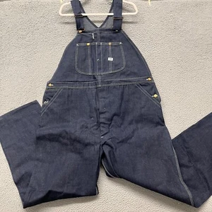 Vtg Lee Sanforized Jelt Denim Overalls Mens 52x32 (Fits 48x33) Blue Union Made - Picture 1 of 18