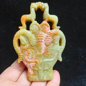 Chinese jade Antique hand-carved pendant Exquisite beast card statue3261 - Picture 1 of 8