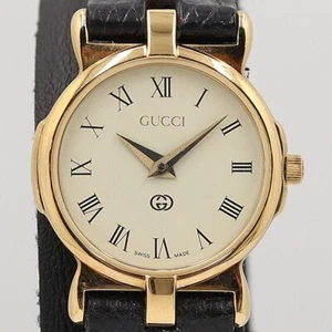 GUCCI WATCH 3400L QZ IVORY DIAL QUARTZ MOVEMENT STAINLESS STEEL x Leather LADIES - Picture 1 of 5