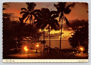 Polynesian Sunset South Seas Tiki Torches Hawaii VTG UNP Continental Postcard - Picture 1 of 2