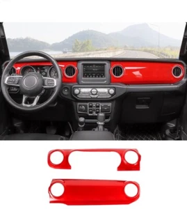 Center Console Trim Cover Dashboard Control Panel Cover For Jeep Wrangler Red - Picture 1 of 7