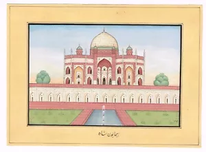 Indian Painting Of Mausoleum Tomb Of Mughal Emperor Humayun 6.5x4.5 Inches - Picture 1 of 6