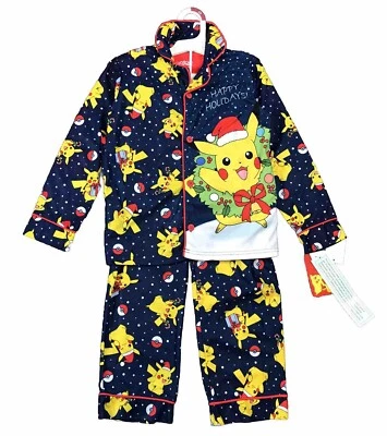 Juego de pijama de 2 piezas Pokémon Nintendo Boys Pikachu Happy Holiday’s Christmas talla XS Foto 1 de 4