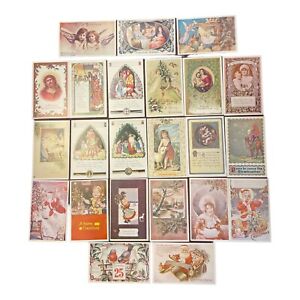 Lot Of 23 Christmas Postcards Vintage Religious Santa Unused Ephemra