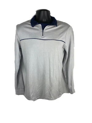 Vintage Long Sleeve Shirt Allen-A 1/4 Zip Men's Medium 70s Deadstock Gray Cotton - Image 1 of 4