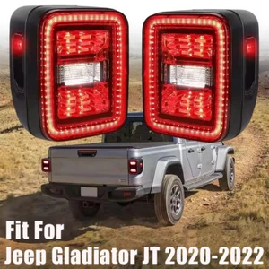 Pair LED Tail Lights For Jeep Gladiator JT 2020-2022 Red Turn Signal Rear Lamp - Picture 1 of 10