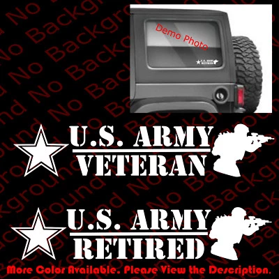 ARMY VETERAN/RETIRED Car Window Vinyl Decal Sticker For US Armed Services AY030