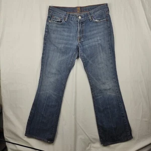 7 For All Mankind Women's Flare Jeans Sz 31 Made in USA Blue Denim Studded - Picture 1 of 9