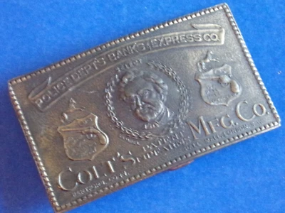 Colt's Mfg Co Brass Belt Buckle Police Dept Banks & Express Pall Mall London S W - Image 1 of 4