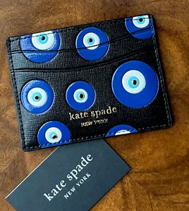 NWT Kate Spade Ltd. Ed. GOOD LUCK Evil Eye Embellished Leather Cardholder Wallet - Picture 1 of 10