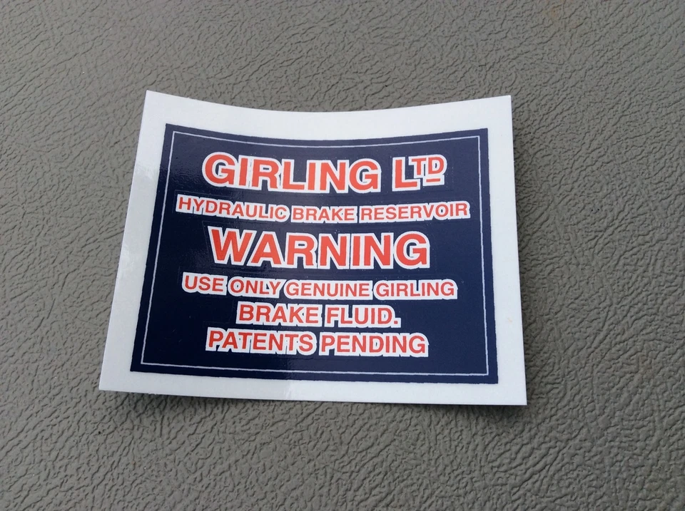 Girling Reservoir Label sticker - MGC, Austin Healey 100/6, 3000 bd1-f1 - image 1 of 1