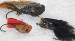 Vintage 3 1930's Cork Feather Hand made Fly Rod Fishing Crappie Lure - Picture 1 of 4