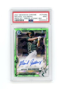 2021 Bowman Chrome Green Atomic Refractor Michael Guldberg Auto /99 PSA 9 Mint