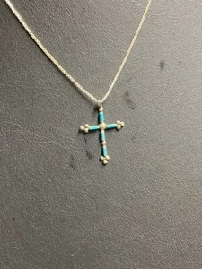 INDIANER 925 STERLINGSILBER UND ZIERLICHER TÜRKIS KREUZ ANHÄNGER HALSKETTE - Bild 1 von 6