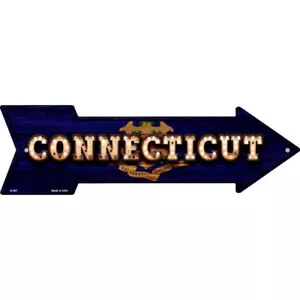 Connecticut lampadina lettera stato bandiera segno freccia direzionale 17"" x 5"" decorazione - Foto 1 di 1