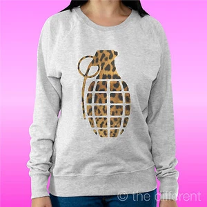 Felpa Woman Light Sweater Light Grey " Bomba Leopard " Road To Happiness - Picture 1 of 1