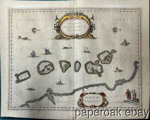 Mapa original coloreado a mano de 1642 de Molucas Spice Islands por William Blaeu - Imagen 1 de 8