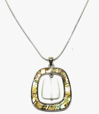 Lia Sophia “High Tide” Silver Tone Necklace w/Abalone & Mother of Pearl Pendant - Image 1 of 4