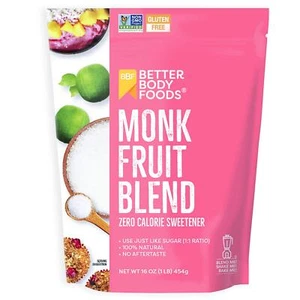 BetterBody Foods Monk Fruit Sweetener Blend, Sugar Substitute, 1 lb, 16 Oz - Picture 1 of 6