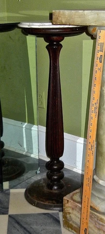 Dark Wood   Victorian  Turned Pedestal Stand  Marble Top Cover