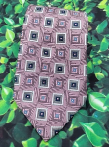JOS.A. Corbata de hombre BANK Signature Collection rosa seda negra geométrica ~S6 - Imagen 1 de 7