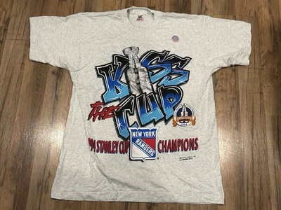 1994 New York Rangers Stanley Cup Champs Kiss the Cup Fruit Of The Loom Shirt XL - Image 1 of 4