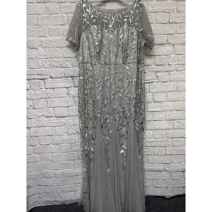 Ever Pretty Silver Sequin & Net Formal Maxi Prom Dress Short Sleeve SZ XXL NWOT - Picture 1 of 5