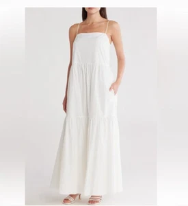 Rag & Bone Leilah Maxikleid weiß Baumwolle Popeline M neu mit Etikett $ 428 - Bild 1 von 1