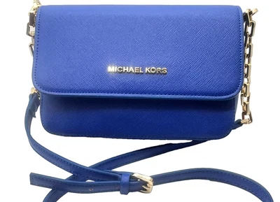 NUEVO Bolso Bandolera Michael Kors Mediano Solapa Hombro Bolso sin asas Azul/Dorado 9x 6x3 Foto 1 de 4