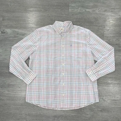 JOHNNIE-O Dawson Hangin' Out 100% Cotton White Pink Blue Casual Shirt Men’s XXL - Image 1 of 4