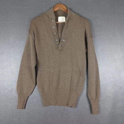 Suéter Jack Young Associates Para Hombre Grande Oliva Drab Lana Henley De Colección Militar Foto 1 de 4