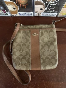 Difetti - Borsa a tracolla Coach F58256 in pelle con monogramma - Marrone  - Foto 1 di 7