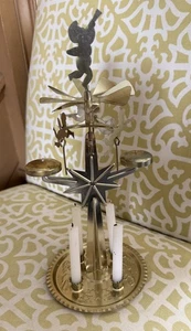 Vintage Swedish Angel Chimes Christmas Brass Candle Holder Candles Original Box - Picture 1 of 6