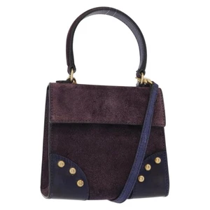 CELINE Hand Bag Suede 2way Purple Gold Auth 153983 - Picture 1 of 22