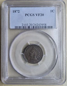 1872 Indian Head Cent Penny PCGS VF20 Very Fine Original Key Date Brown BN - Picture 1 of 4