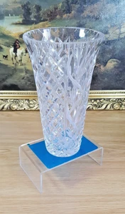 Tall Lead Crystal Vase Frosted floral pattern - Picture 1 of 21
