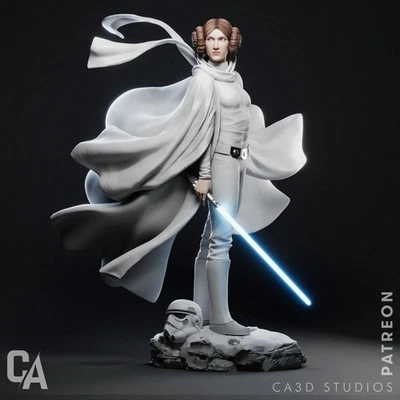 Princess Leia Star Wars 3D Printed Figure, Unpainted Rebel Heroine Model Kit - Image 1 of 4