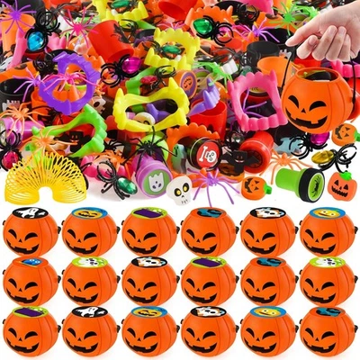168 PCS Halloween Toys, 24 Pack Prefilled Pumpkin Box, Party Orange  - Image 1 of 4