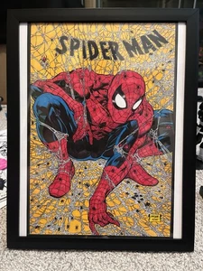 Spider Man Hand Colored Framed Art Print Jim Lee McFarlane Tribute 8.5 X 11 - Picture 1 of 4