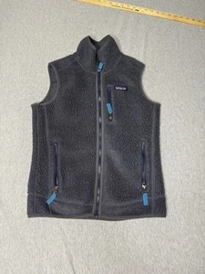 Patagonia Womens Vest Size Small Fuzzy Fleece Sherpa Navy Winter - Picture 1 of 5