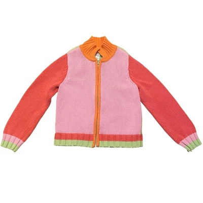 Suéter Cárdigan Tejido en Bloque de Color Cremallera Completa Talbots Niños Niñas Talla 7 Foto 1 de 4