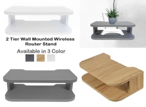 2 Tier Floating Wall Mount Shelf For DVD Player Sky Box Game Holder Shelve - Picture 1 of 20