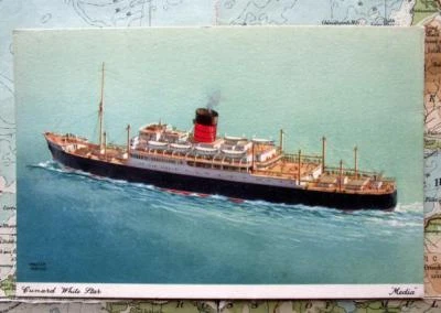 Vintage SS RMS Media Cunard White Star Shipping Line Ocean Liner Postcard B - Image 1 of 2
