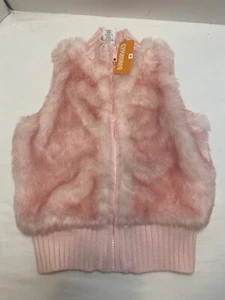 Gymboree Pink Faux Fur Hooded Sweater Vest Zip Up Size 5-6 NWT Winter 2016 - Picture 1 of 5